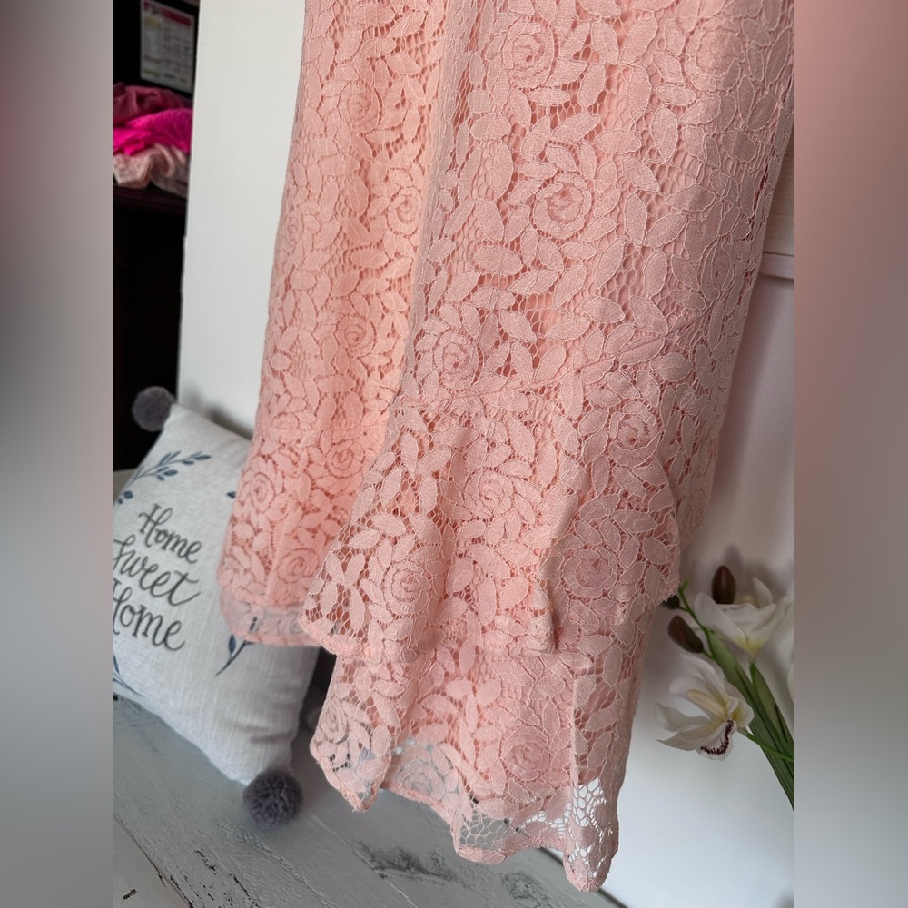 She + Sky Blush Pink Ruffle Lace Dress NWT - Picture 3 of 5